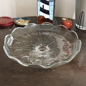 Vintage Princess House Heritage Clear Glass Scalloped Cake Stand -12"
